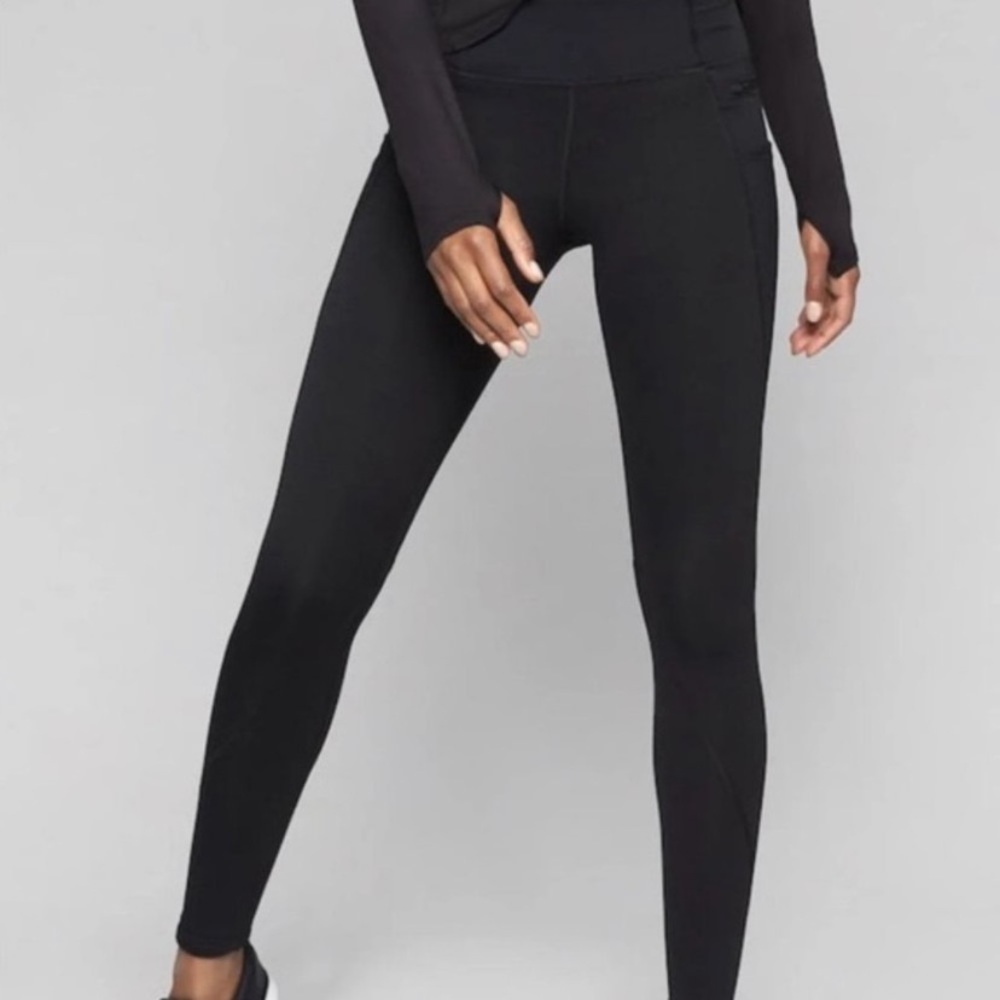 Athleta Girl Black Polartec Fleece Lined Leggings
